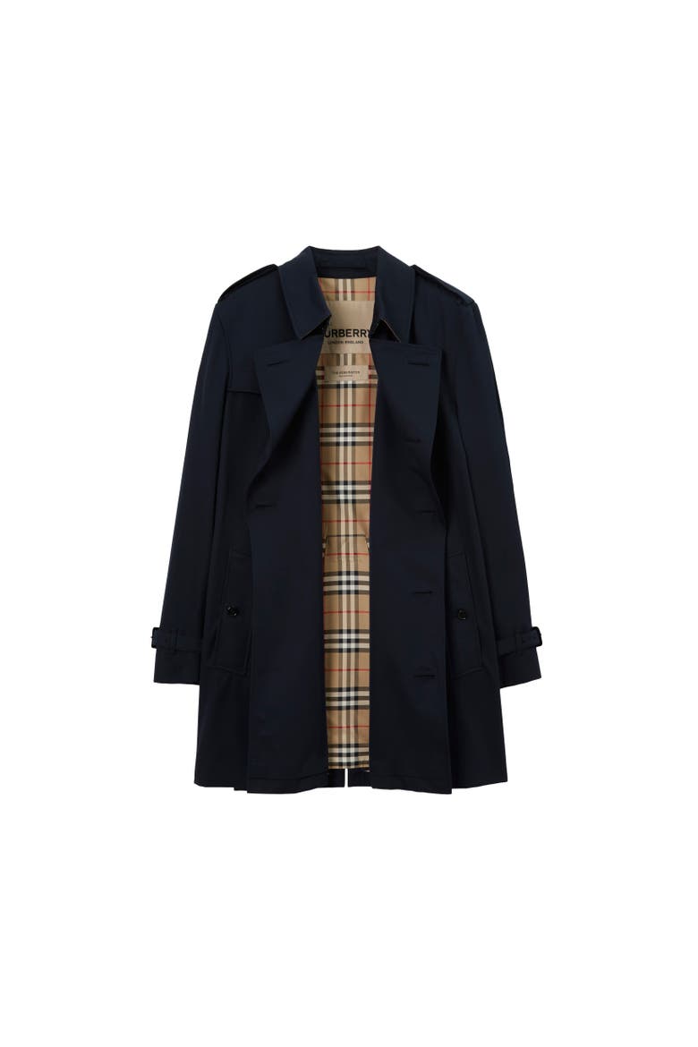 Short Kensington Heritage Trench Coat, Alternate, color, Coal blue
