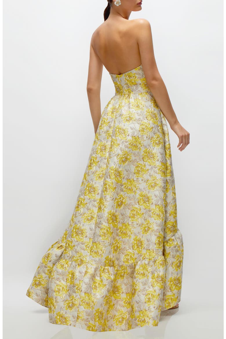 Metallic Jacquard Corset High/Low Gown, Alternate, color, GOLDEN YELLOW