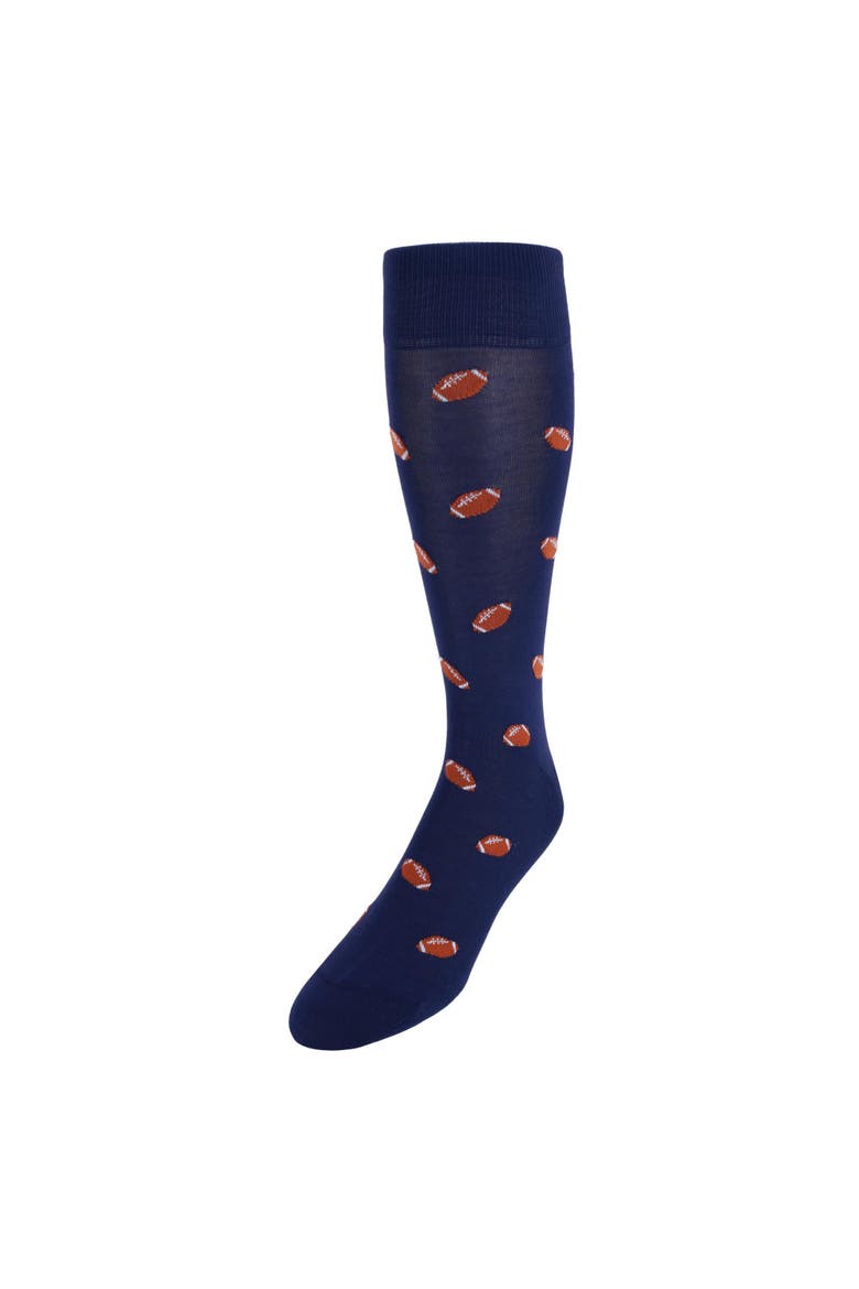 Cheers Whiskey Cufflinks & Touchdown Football Mid-Calf Socks, Alternate, color, Brown
