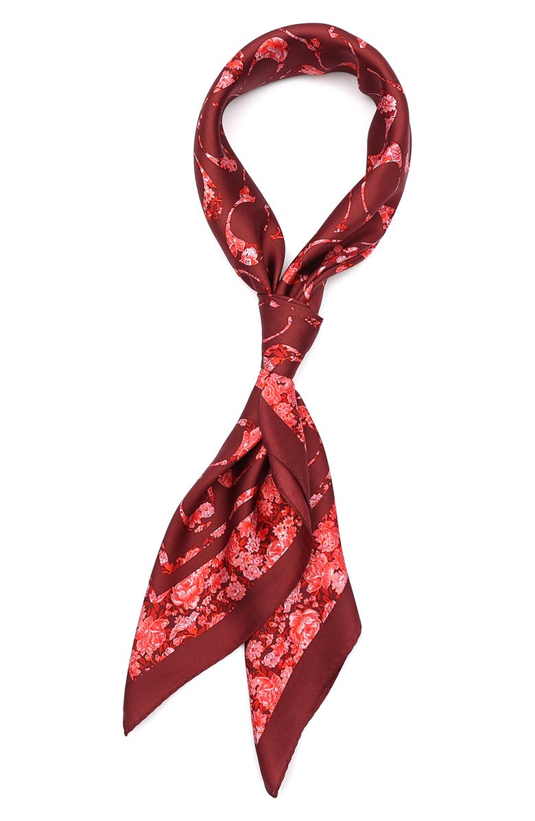 COACH Signature Logo Roese Meadow Square Silk Scarf, Alternate, color, 