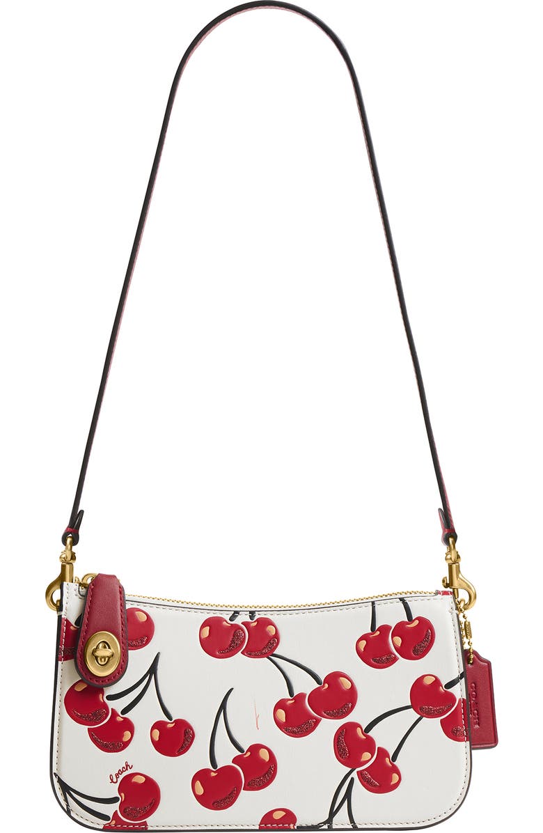 COACH Penn Cherry Print Shoulder Bag, Main, color, B4/ Chalk Multi