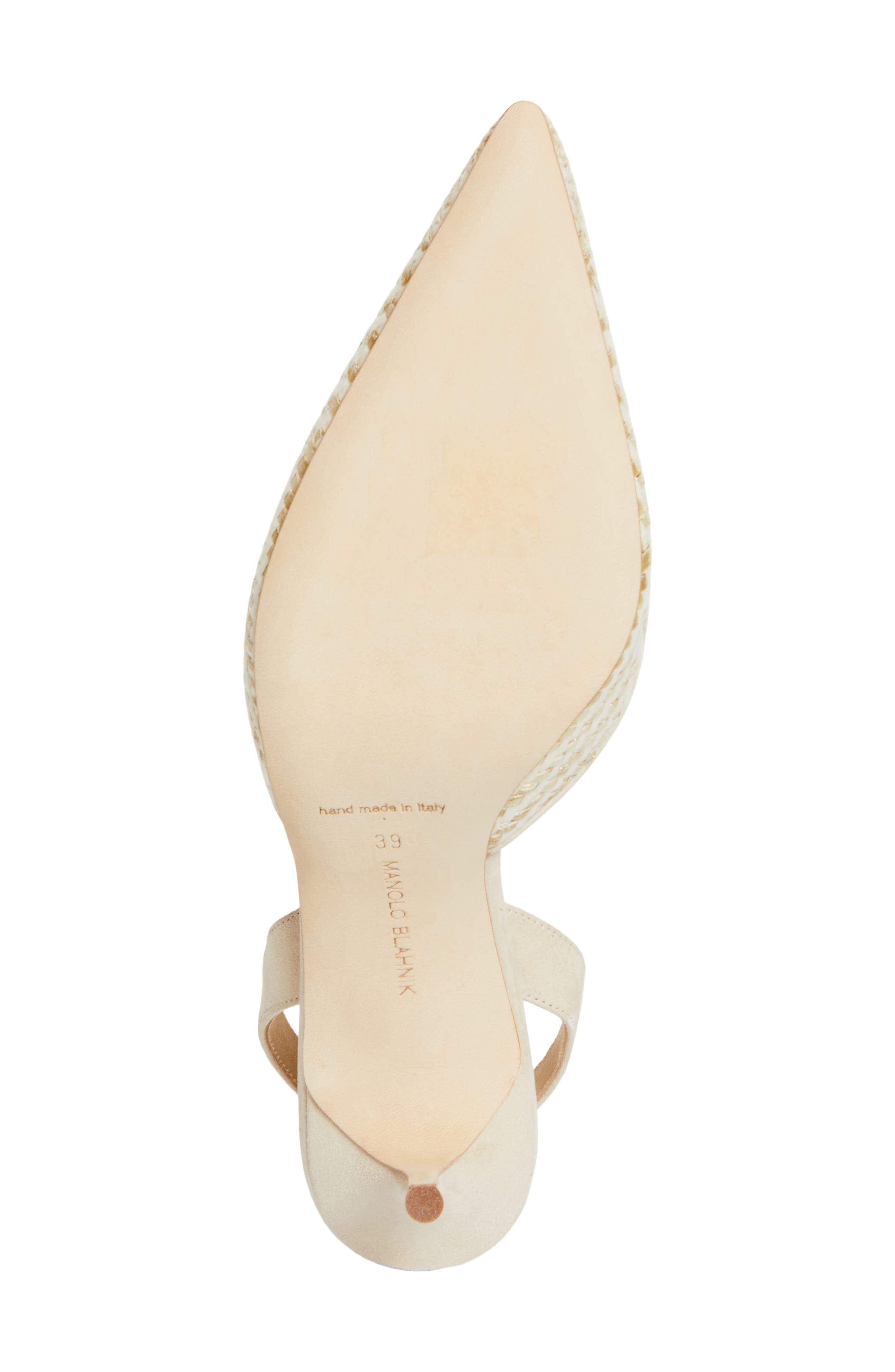 Manolo Blahnik Carolyne Woven Raffia Slingback Pump, Alternate, color, Cream Multi