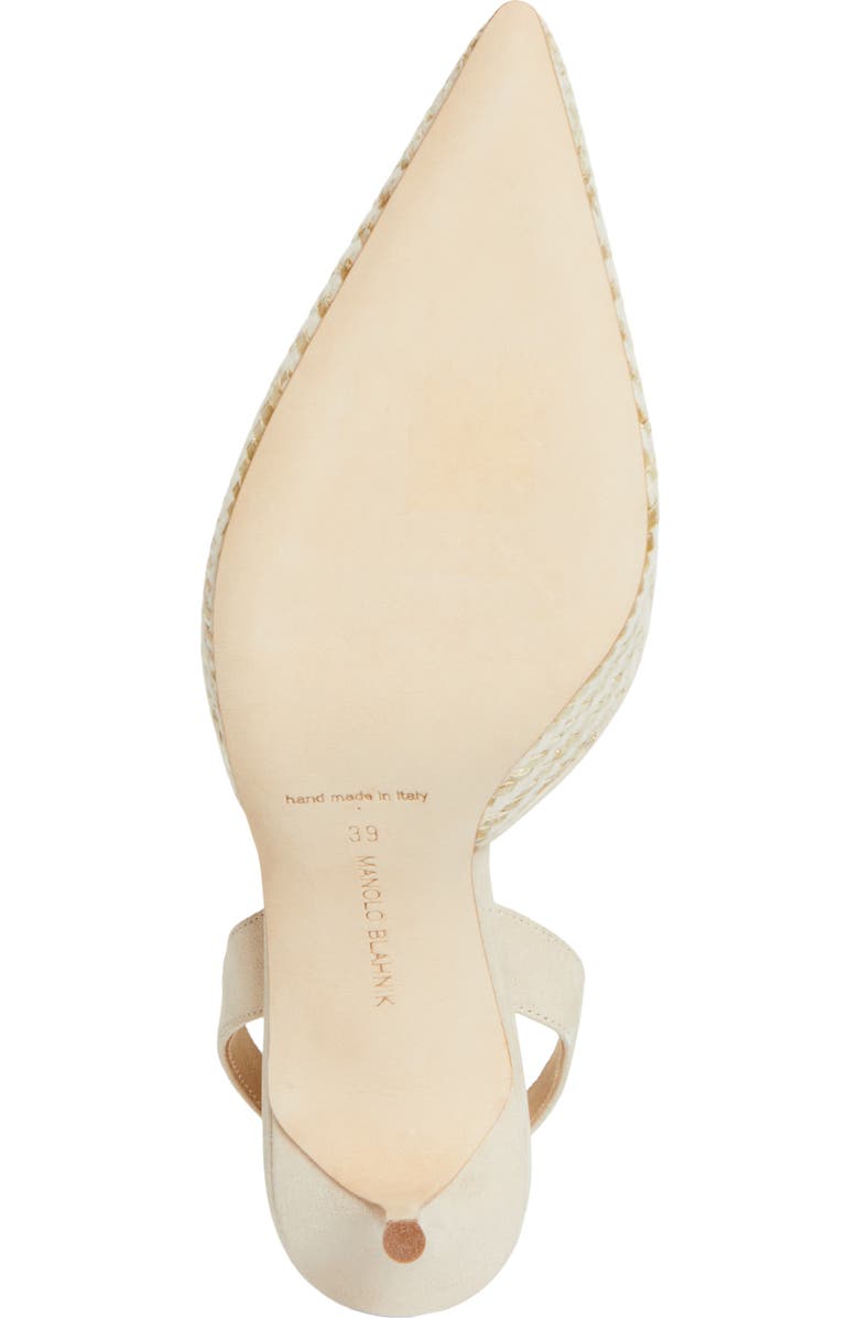 Manolo Blahnik Carolyne Woven Raffia Slingback Pump, Alternate, color, Cream Multi