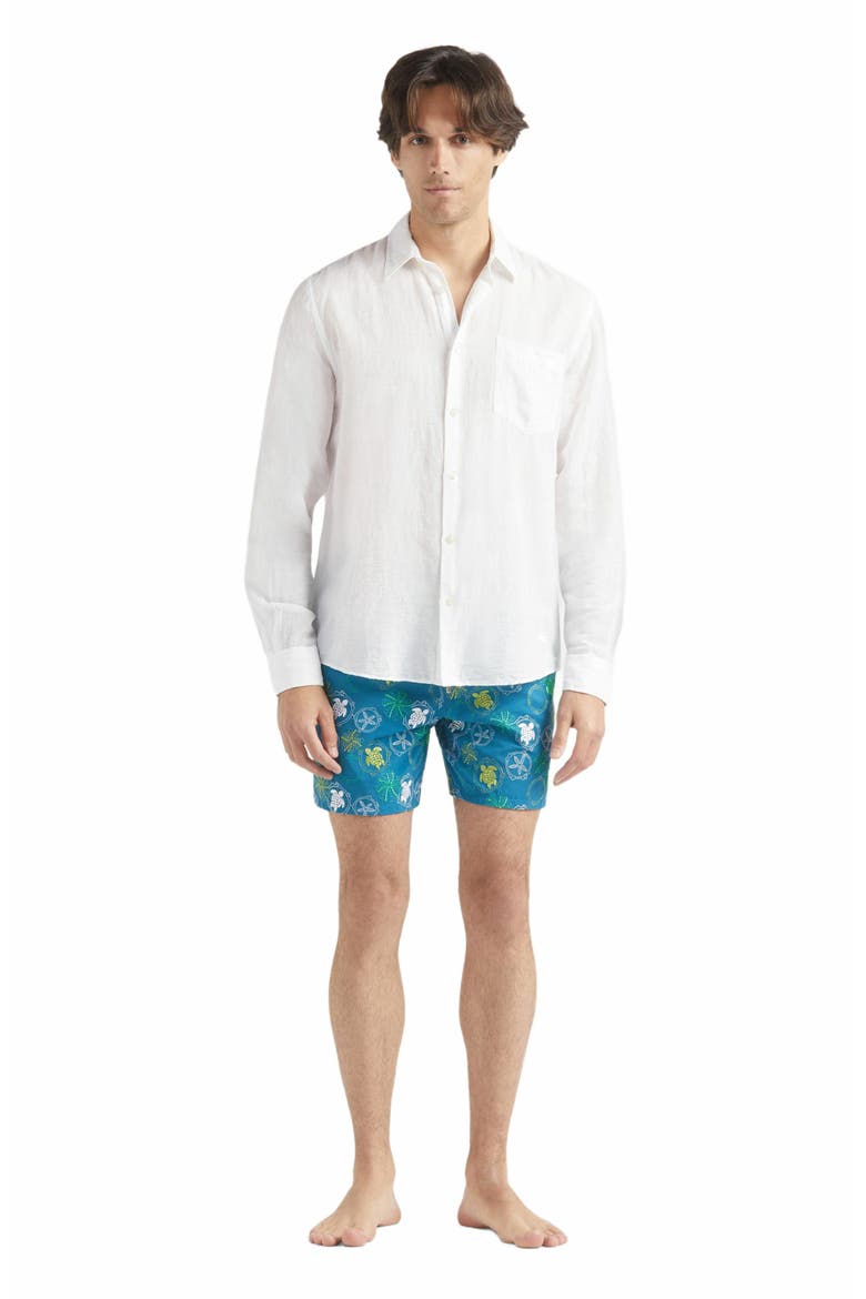 Men's Solid Linen and Cotton Shirt, Main, color, BLANC