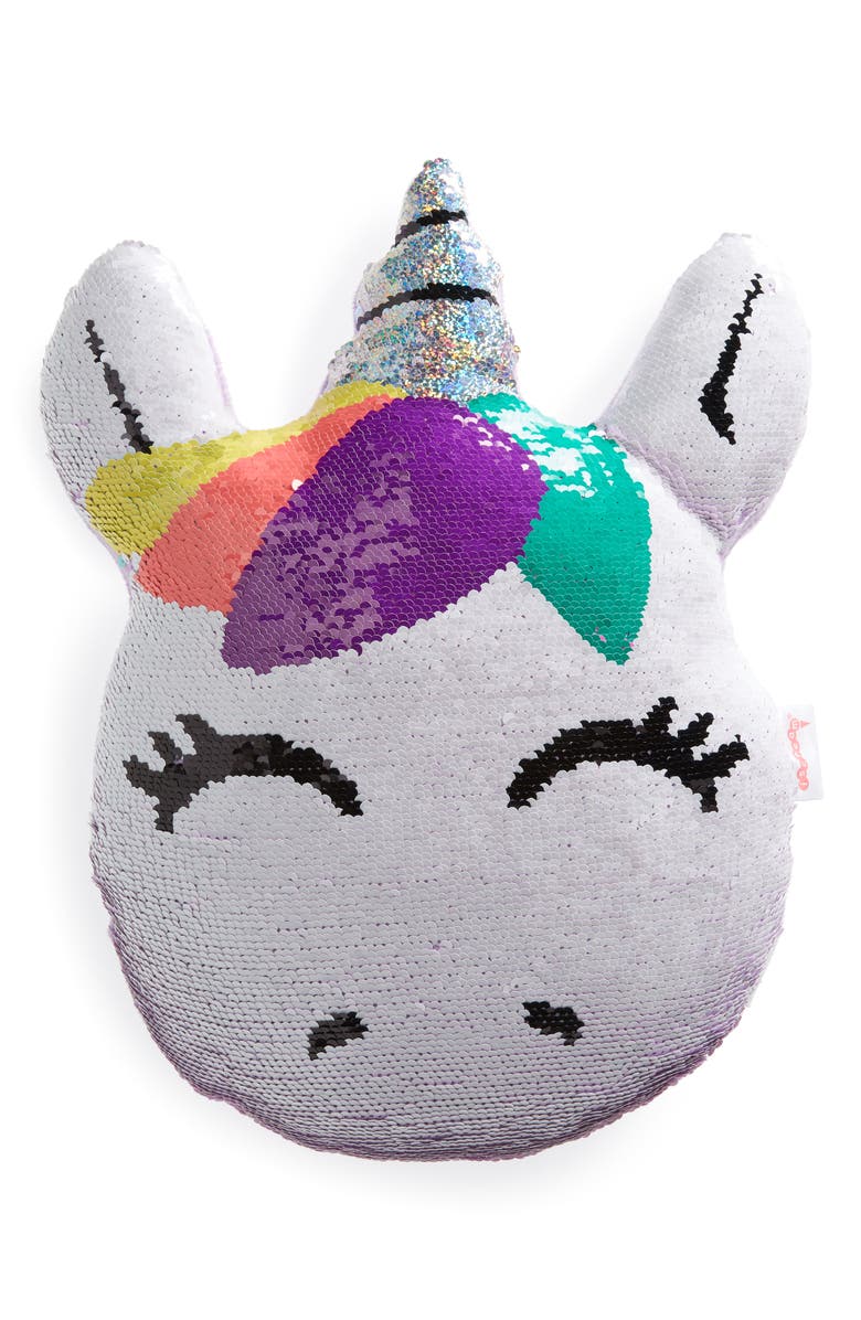 Iscream Unicorn Reversible Sequin Pillow, Main, color,