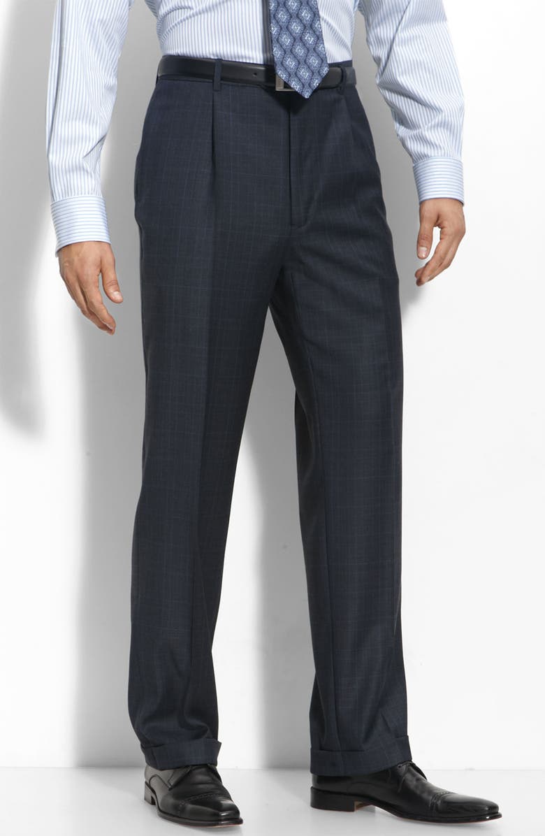 Joseph Abboud 'Signature Silver' Navy Plaid Wool Suit, Alternate, color, 