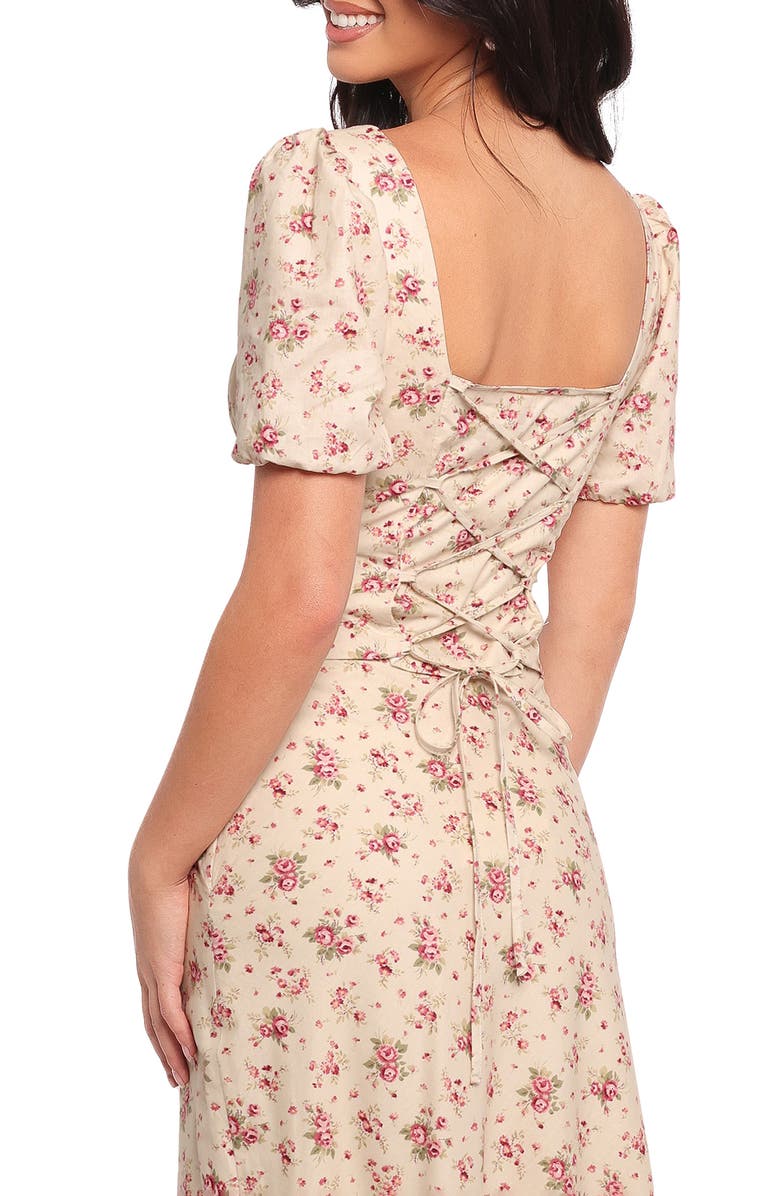 Petal & Pup Annly Puff Sleeve Corset Top, Alternate, color, Ivory/Red Floral