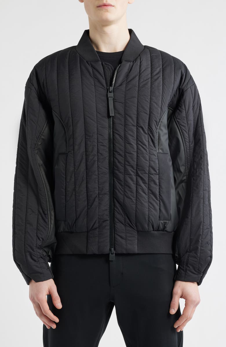 Rains Koya Vision Quilted Bomber Jacket, Alternate, color, Black
