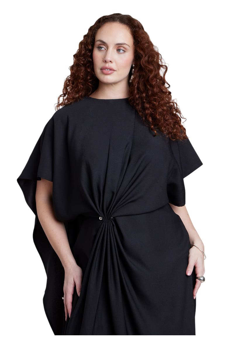 Draped Cape High Low Maxi Dress, Alternate, color, BLACK ONYX