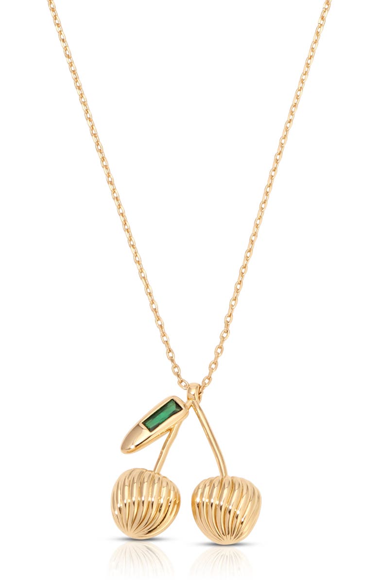Ettika Sweet Cherry Pendant Necklace, Alternate, color, Green