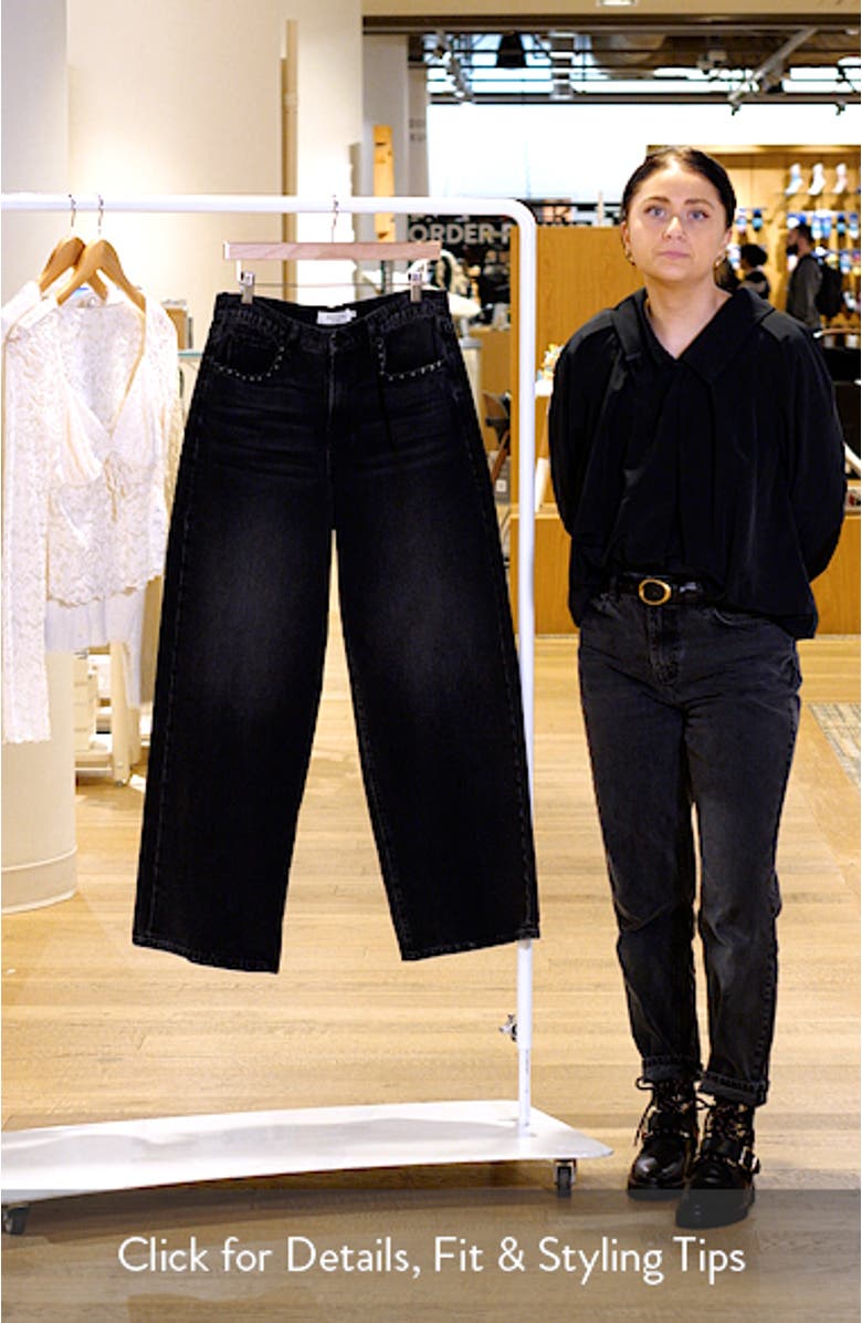 Studded High Waist Baggy Wide Leg Jeans, sales video thumbnail