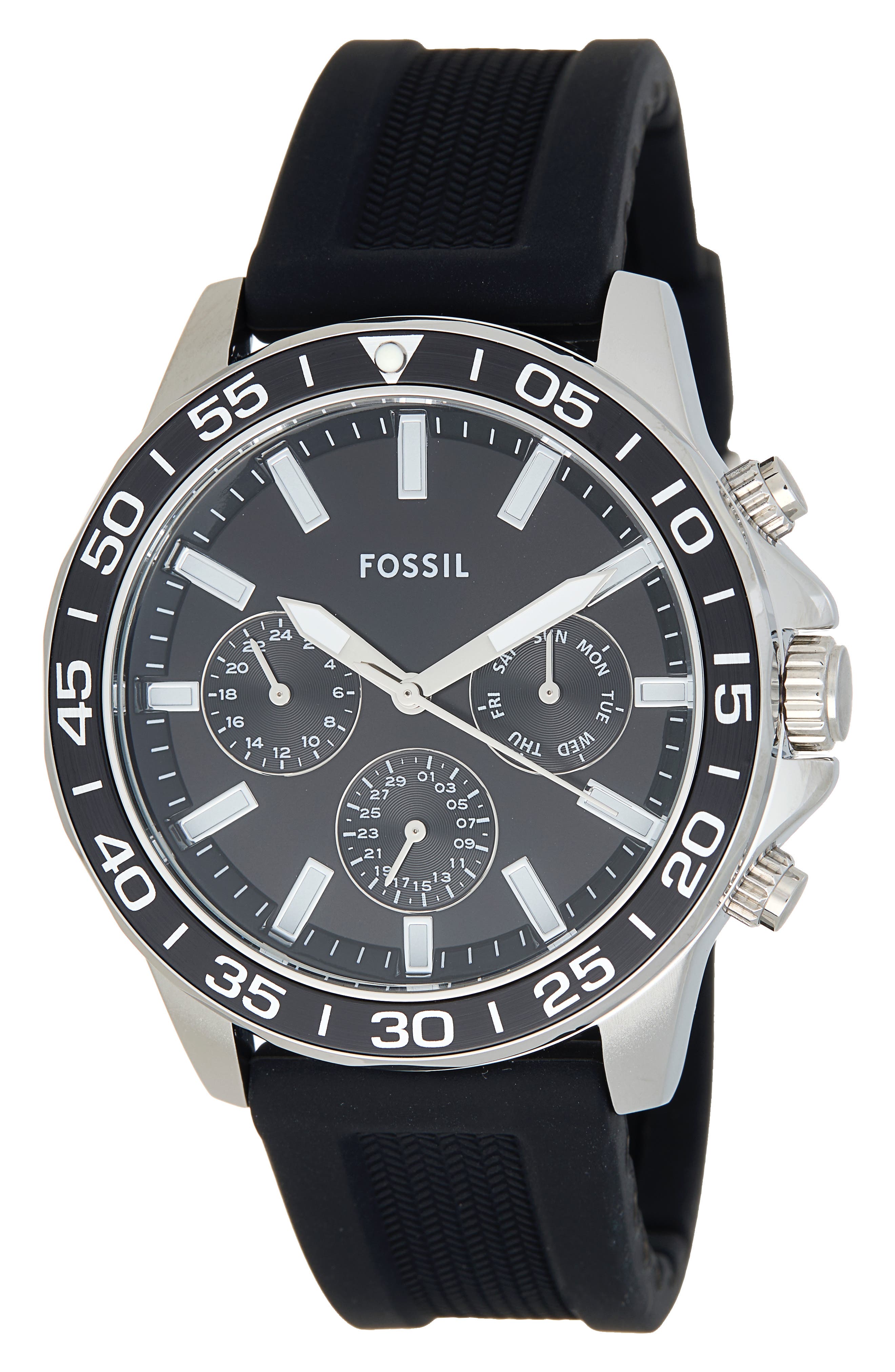 Fossil Bannon Multifunction Black Silicone Watch