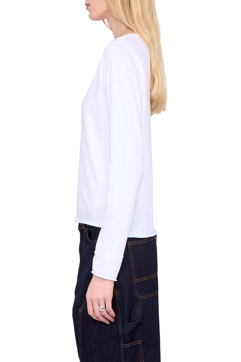 Tuni Wings Strass Long Sleeve Cotton Keyhole T-Shirt, Alternate, color, WHITE