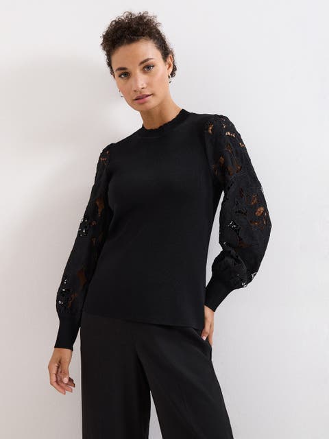 Harriet Lace Sleeve Round Neck Jumper