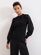 Phase Eight Harriet Lace Sleeve Round Neck Jumper