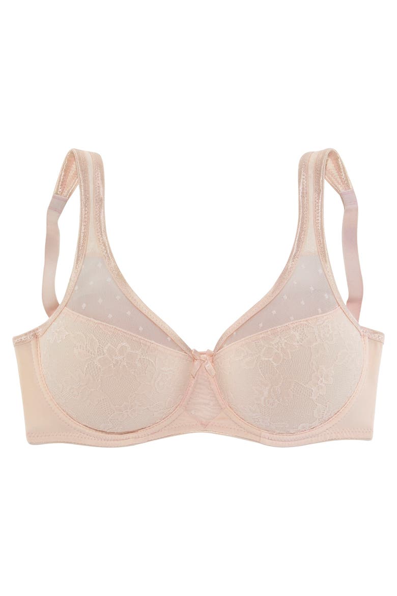 Lace Overlay T-Shirt Bra, Alternate, color, Rose