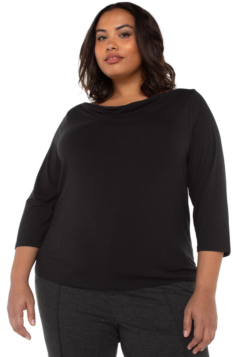 Liverpool Los Angeles Cowl Neck Top, Alternate, color, Black