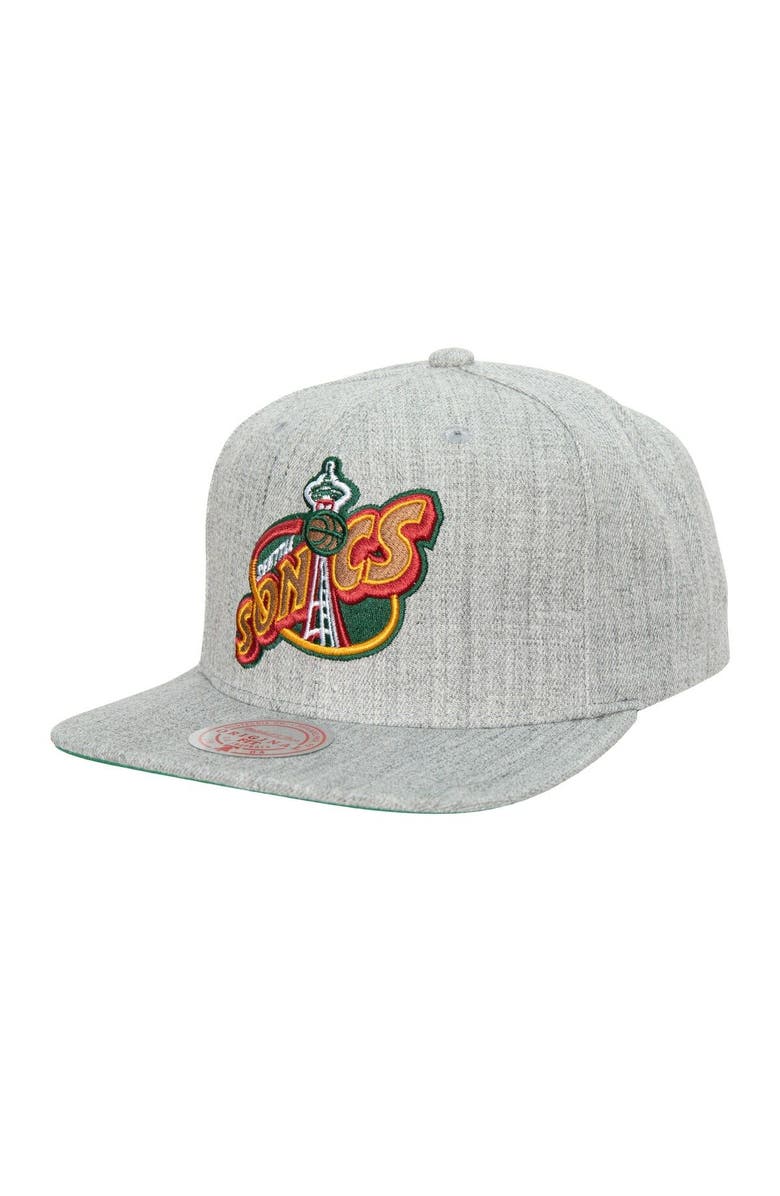 Mitchell & Ness Men's Mitchell & Ness Heather Gray Seattle SuperSonics Hardwood Classics 2.0 Snapback Hat, Main, color, Heather Gray