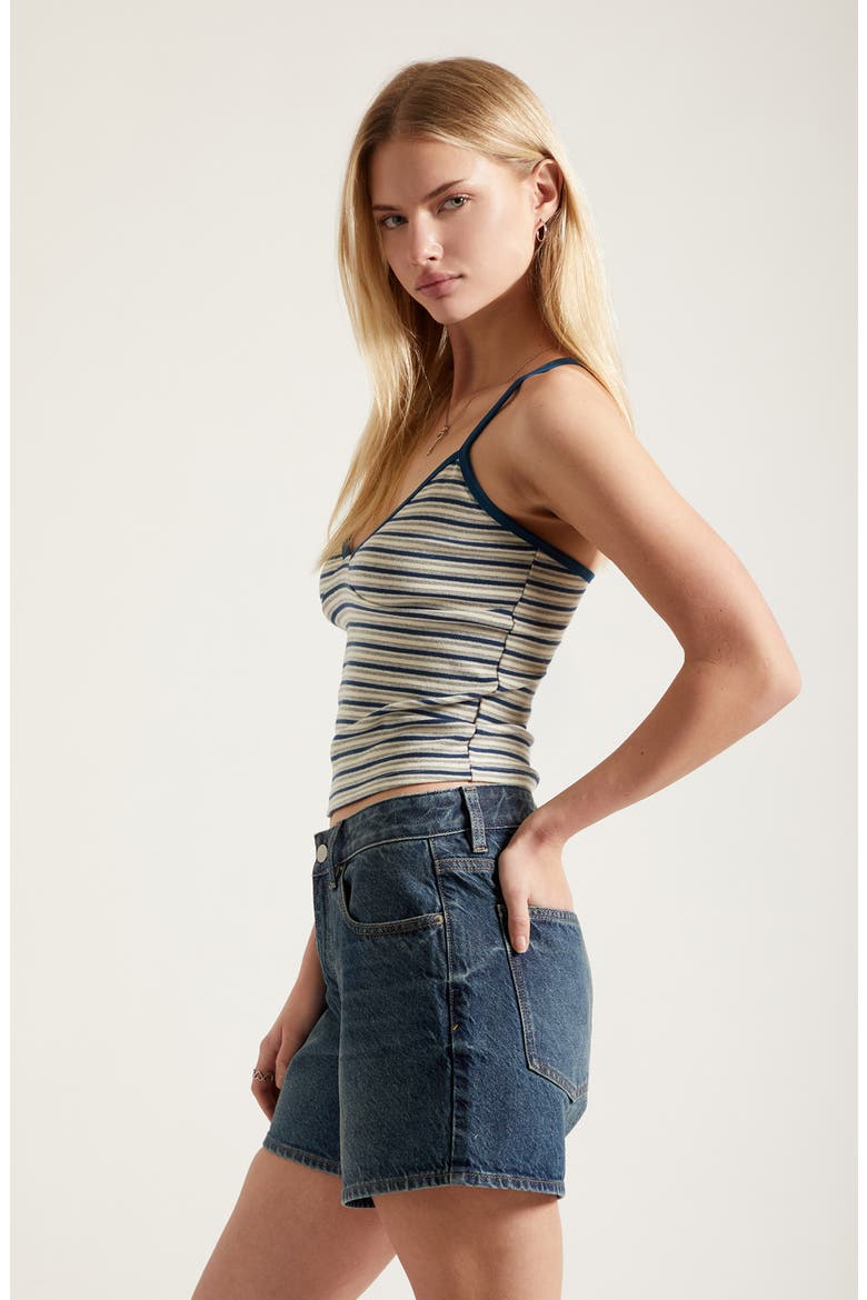 Sophie Mid Rise Denim Mom Shorts, Alternate, color, DARK INDIGO