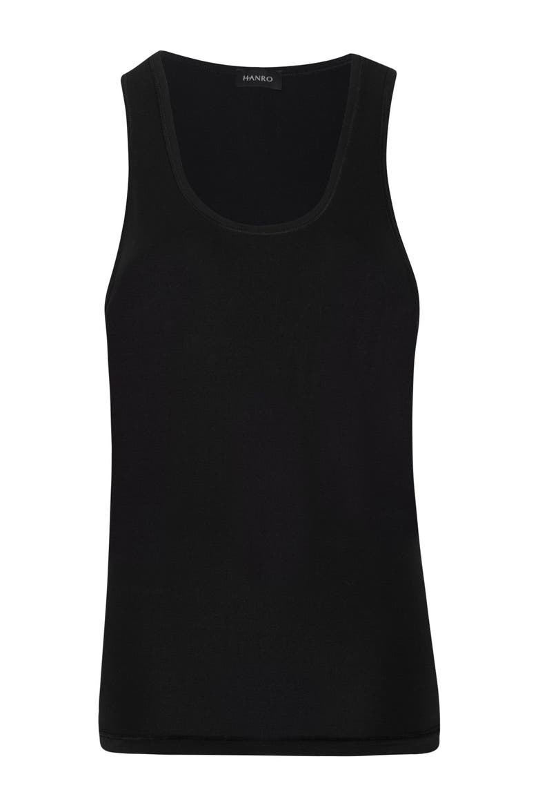 Cotton Superior Fitted Cotton Tank Top, Main, color, Black