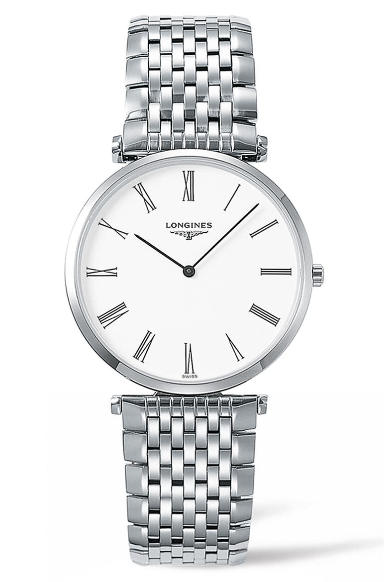 La Grande Classique de Longines Bracelet Watch, 34mm, Main, color, SILVER/ WHITE/ SILVER