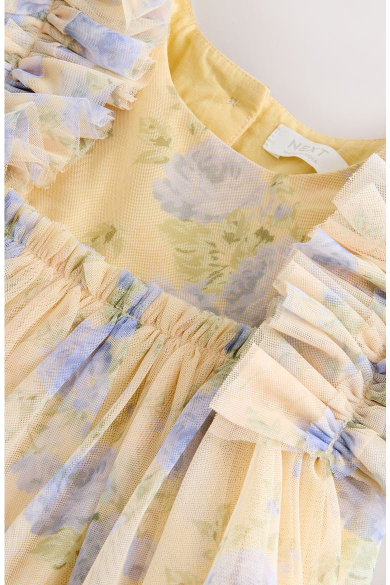 Kids' Floral Mesh Dress, Alternate, color, YELLOW
