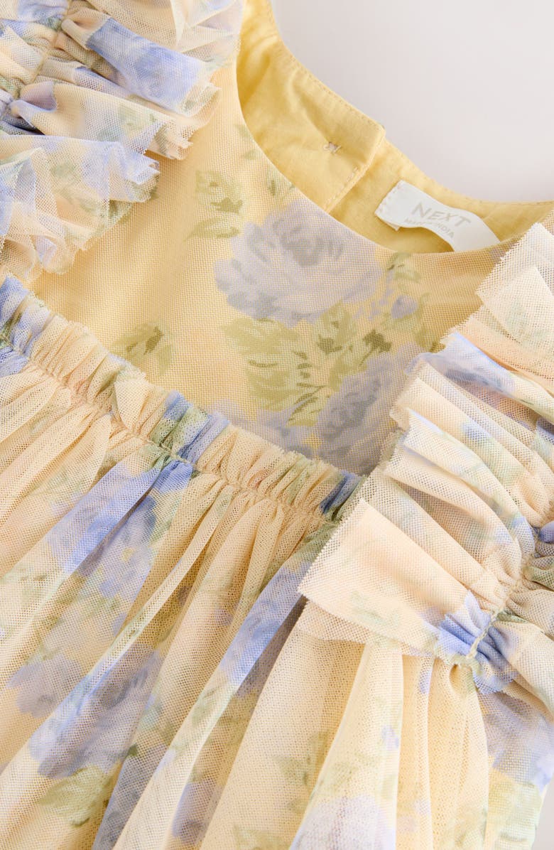 NEXT Kids' Floral Mesh Dress, Alternate, color, Yellow