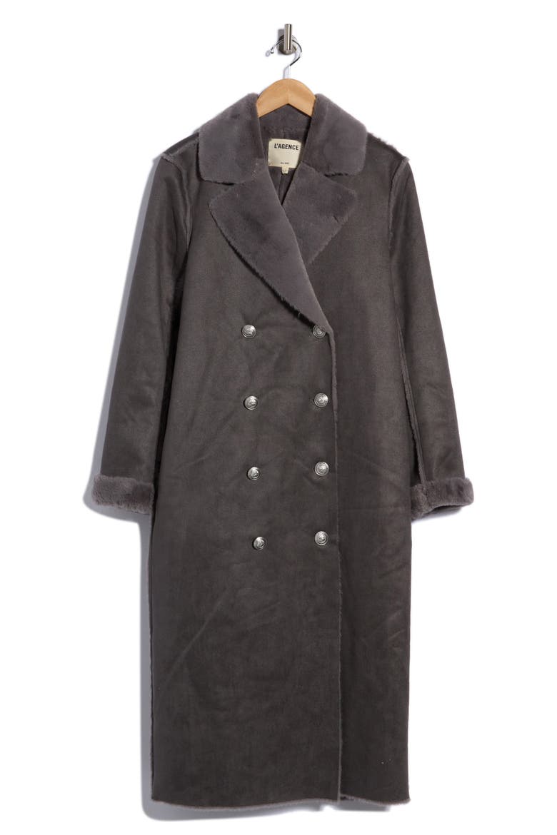 Citron Faux Fur Maxi Coat, Main, color, DARK GREY