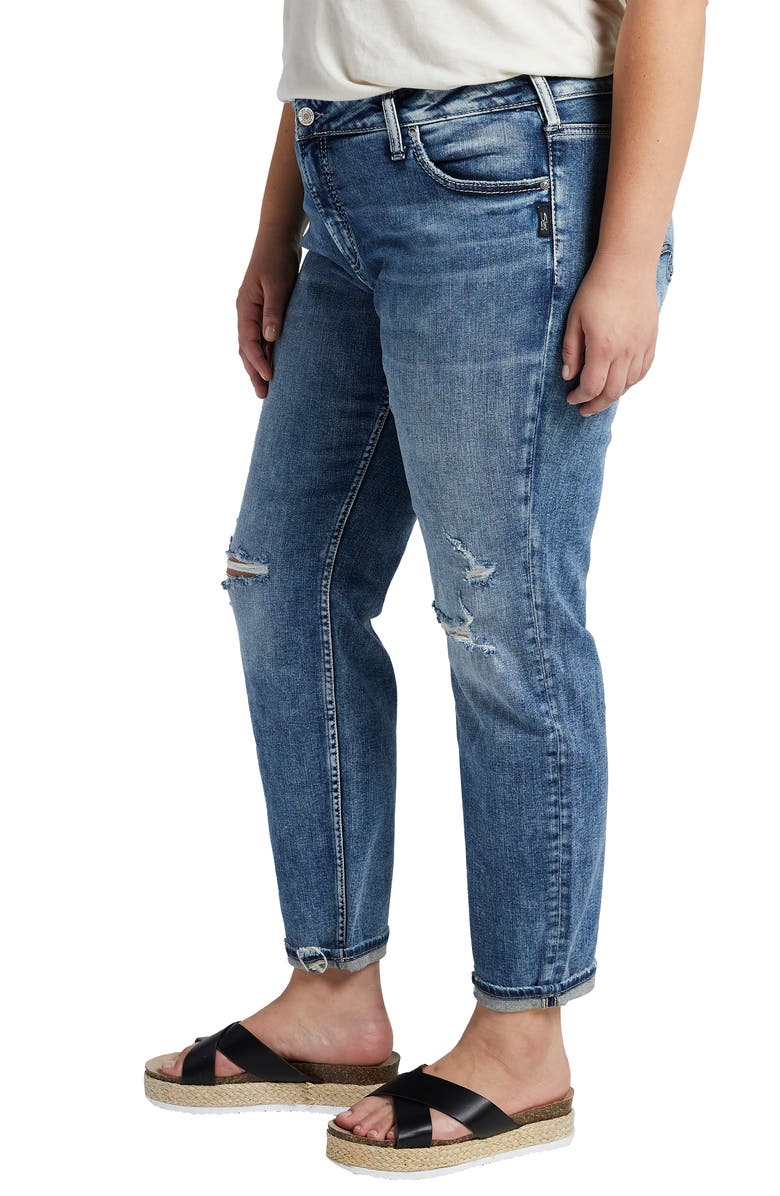 Silver Jeans Co. Ripped Boyfriend Jeans, Alternate, color, 