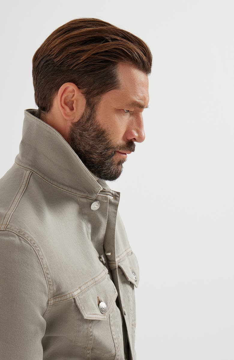 Brunello Cucinelli Denim four-pocket jacket, Alternate, color, Khaki