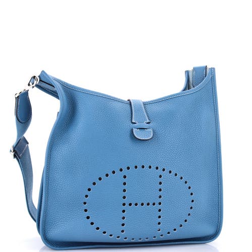 Pre-owned Hermes Hermes Evelyne Bag Gen Iii Clemence Gm In Blue