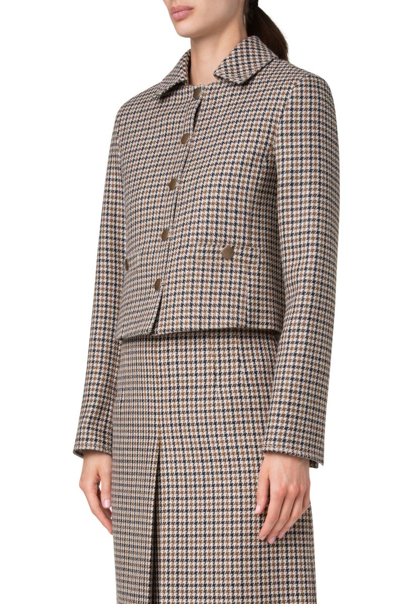 Akris punto Houndstooth Shetland Wool Tweed Crop Jacket, Alternate, color,