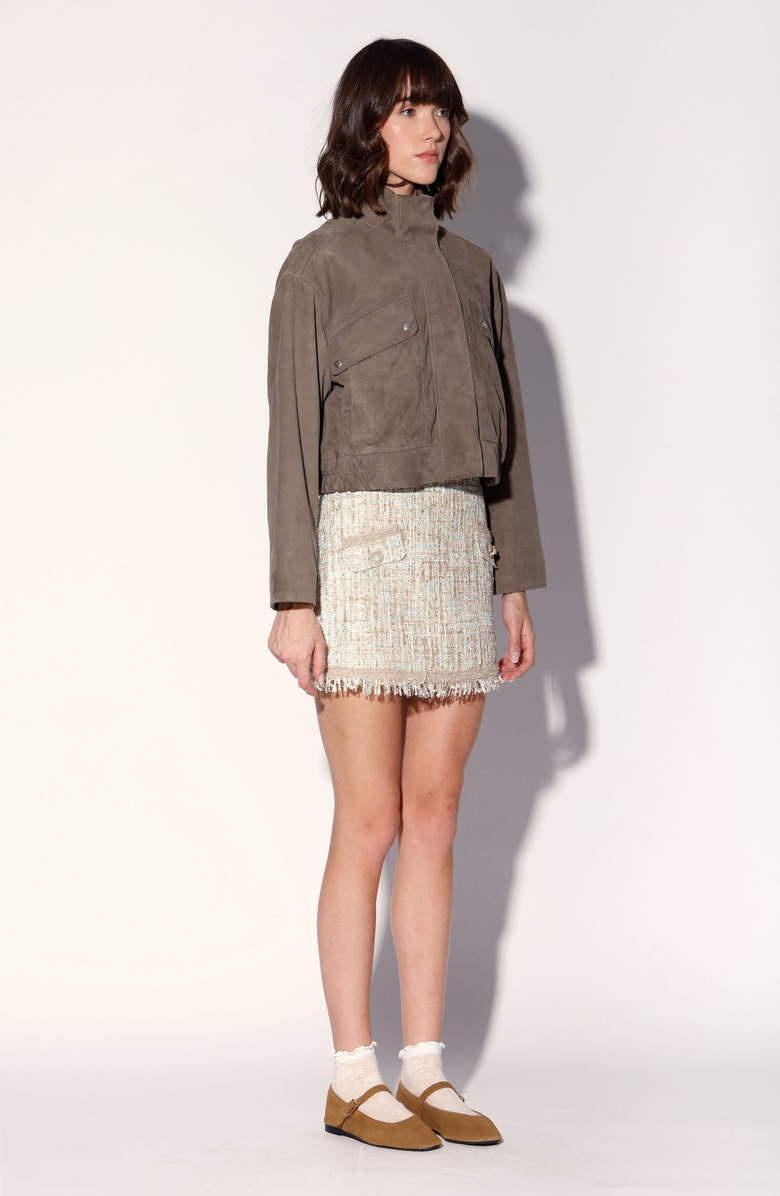 Walter Baker Rihanna Leather Jacket, Alternate, color, Slate Suede