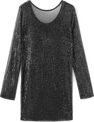 MANGO TEEN Sequin Long Sleeve Minidress