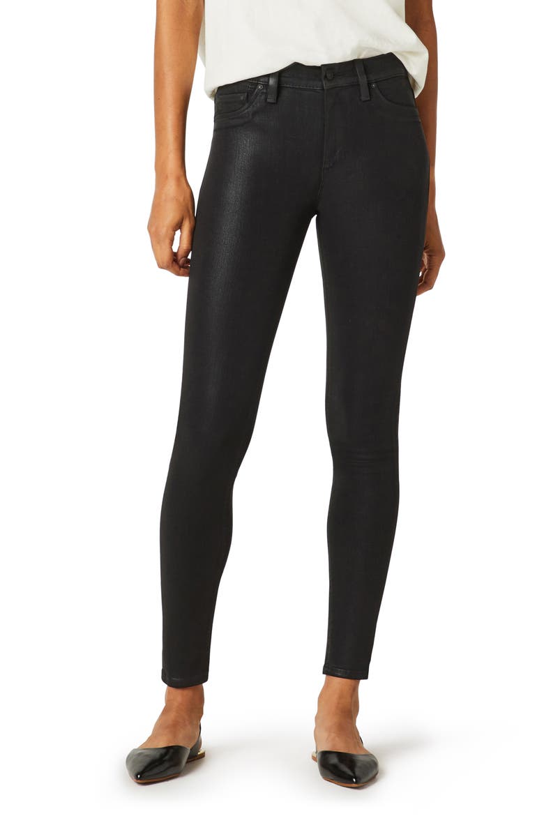 Barbara Coated High Waist Ankle Skinny Jeans, Main, color, NOIR COATED