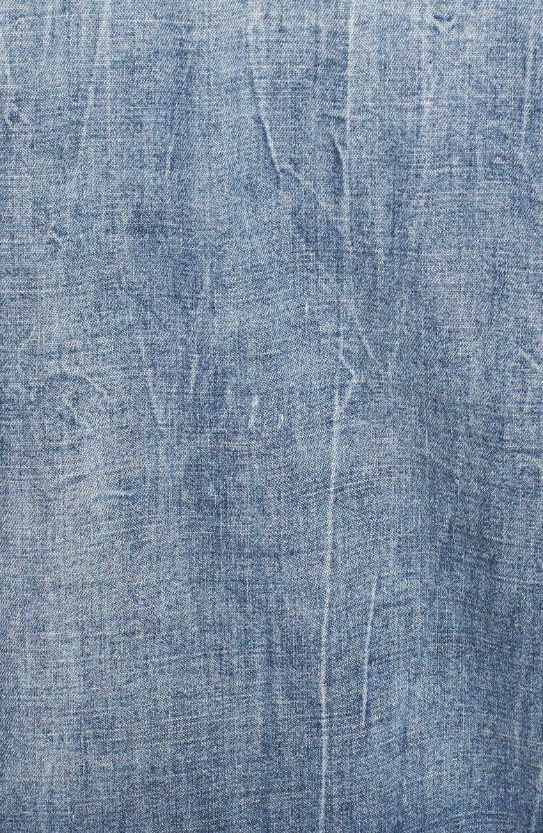 True Religion Brand Jeans Georgia Distressed Denim Shirt, Alternate, color, Indigo