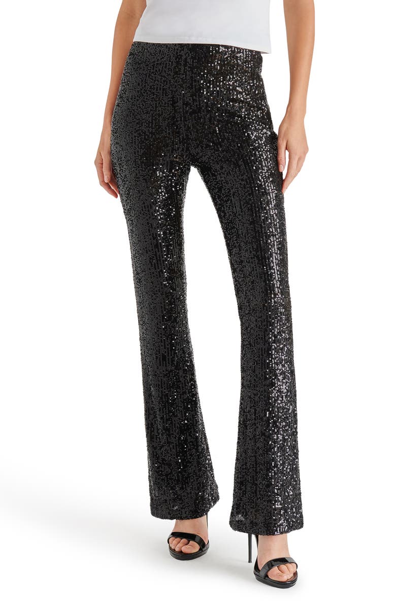 Steve Madden Citrine Sequin High Waist Flare Leg Pants, Main, color, 