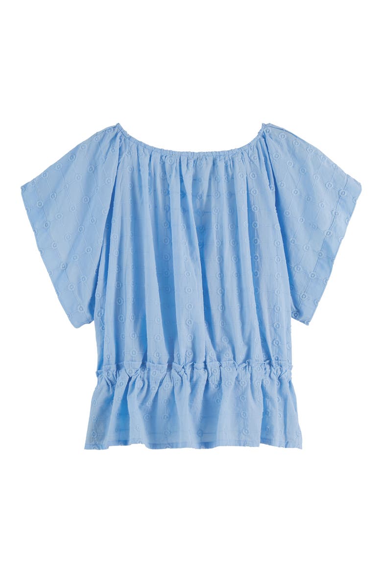 Broderie Tie Front Top, Alternate, color, BLUE LINEN