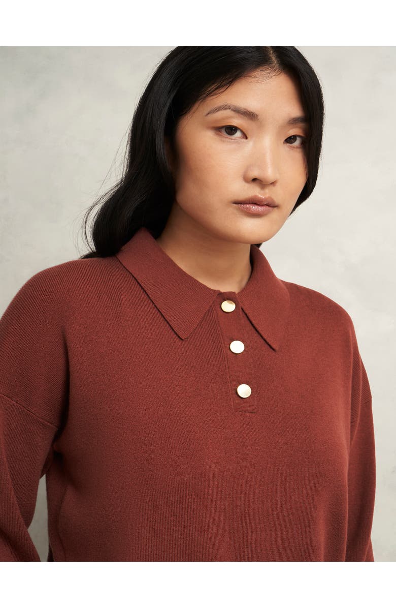 HOBBS LONDON Connie Polo Sweater, Alternate, color, Cinnamon Brown