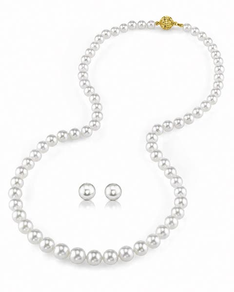 6.0-8.0mm Hanadama Pearl Necklace and Earring Set