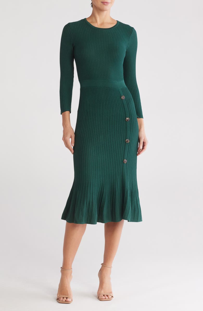 SANDRA DARREN Ribbed Sweater Dress, Main, color, Hunter