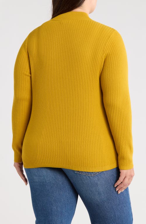 Jones New York Sutton Mock Neck Long Sleeve Cotton Blend Sweater In Gold