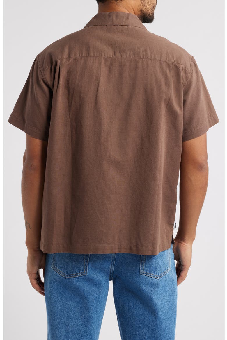 Frances Cotton & Linen Camp Shirt, Alternate, color, DARK JAVA MULTI