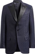 Heritage Gold Regular Fit Navy Geometric Jacquard Wool & Silk Dinner Jacket