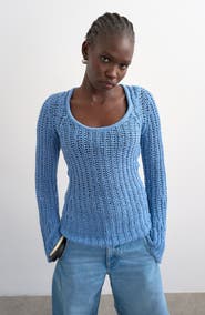 Topshop Open Stitch Scoop Neck Sweater