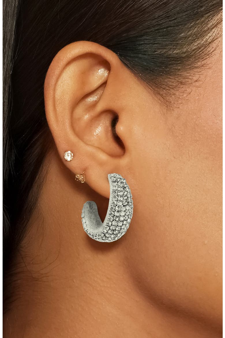 Biles Crystal Hoop Earrings, Alternate, color, SILVER