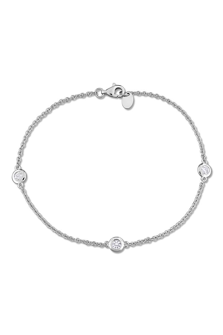 Sterling Silver Created White Sapphire Bracelet, Main, color, SILVER