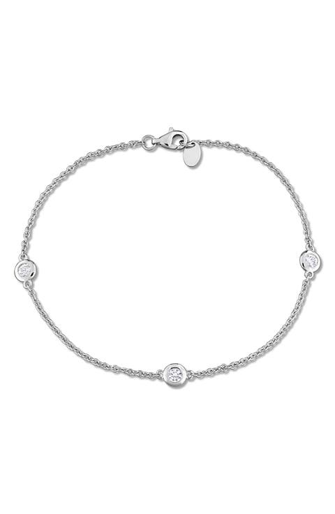 Sterling Silver Created White Sapphire Bracelet