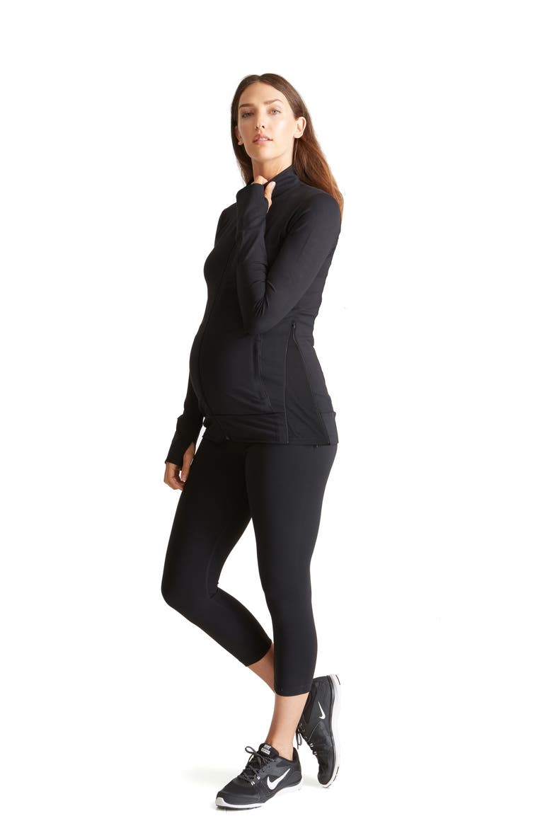 Active Maternity Jacket, Alternate, color, JET BLACK
