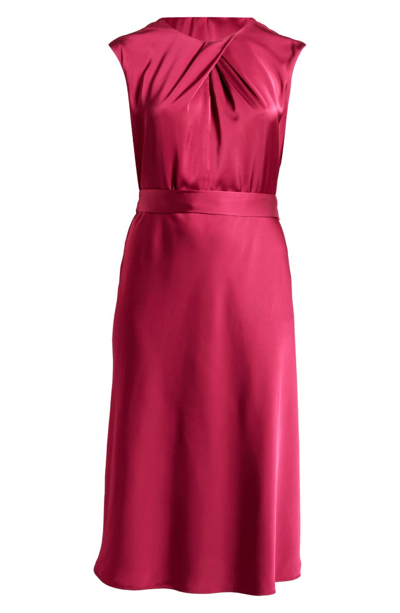 Tahari ASL Cross Neck Satin Midi Dress, Alternate, color, 